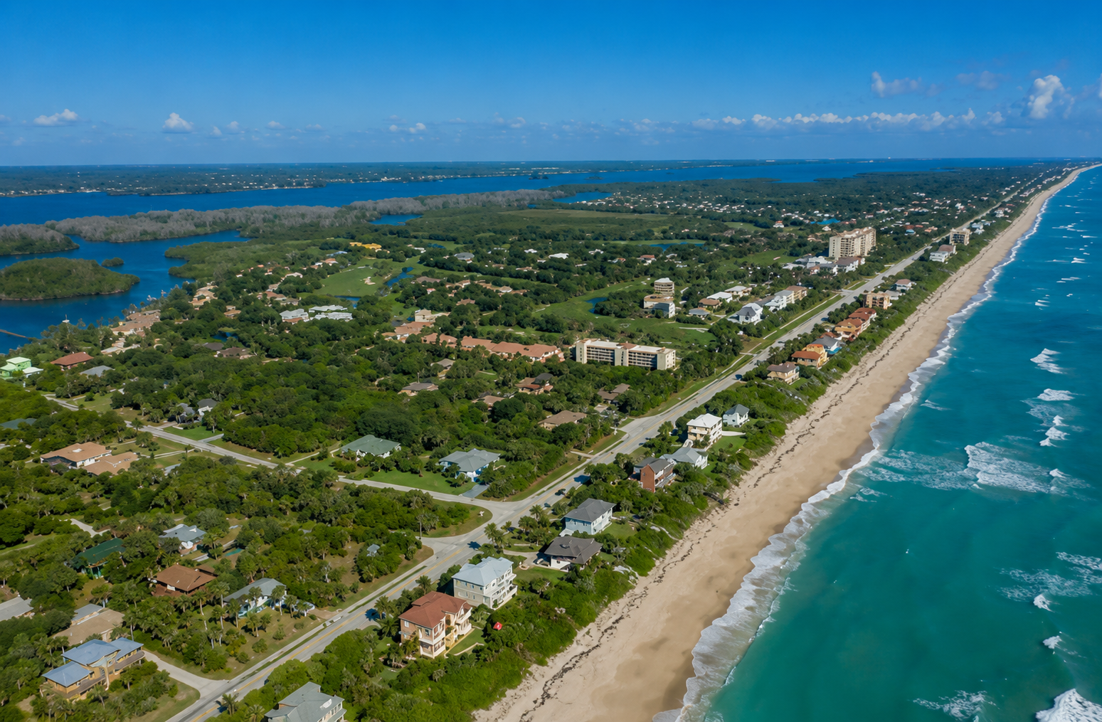 Aerial view of Brevard County, Florida coastline